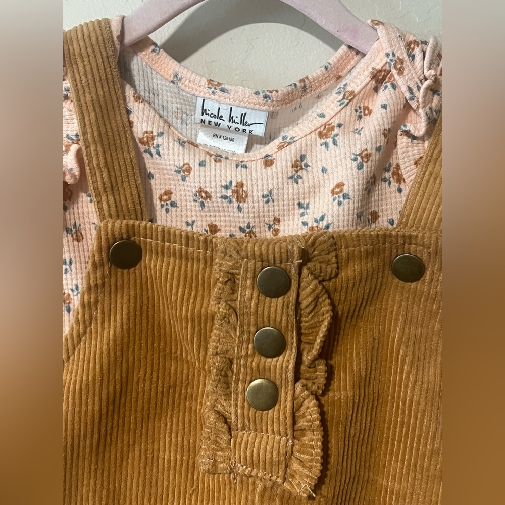 Nicole Miller 2 piece set long sleeve pink floral shirt corduroy dress 
Size 12m - Picture 2 of 10
